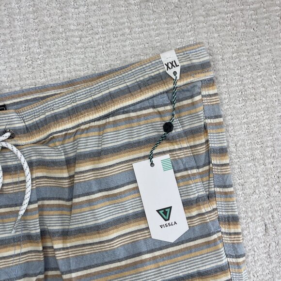 NWT Vissla Board Shorts Men XXL Mixer 17.5 Striped Blue Elastic Waist Beach Surf - Picture 2 of 12